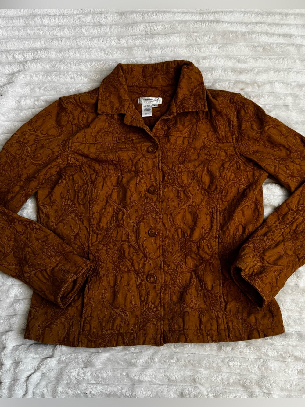 Coldwater Creek Textured Mustard Zip-Front Jacket